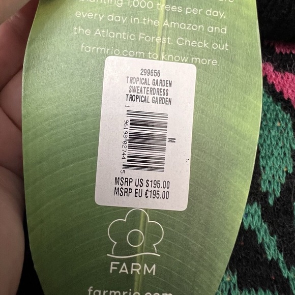 NWT Farm Rio Multicolored Tropical Garden Mock Neck Sweater Dress Size Medium - Picture 10 of 13